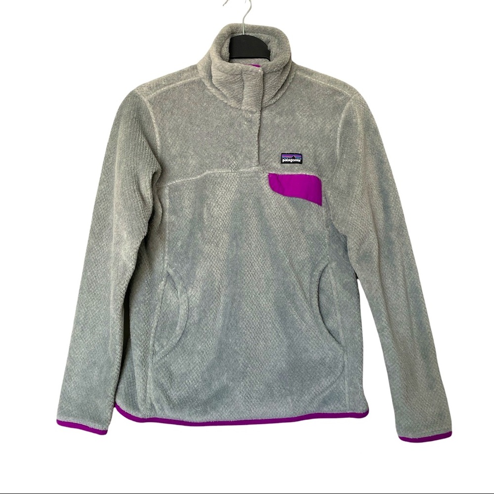 Patagonia Re-Tool Snap-T Pullover Polartec Thermal Pro Gray/Pink Size Small